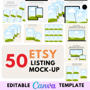 50 Etsy Listing Mock-up Canva Templates Graphic Editable